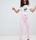 Asos Design Tall Farleigh High Waist Mom Jeans In Washed Pink With Belt - Pink