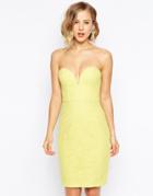 Forever Unique Lace Sweetheart Bandeau Dress - Yellow