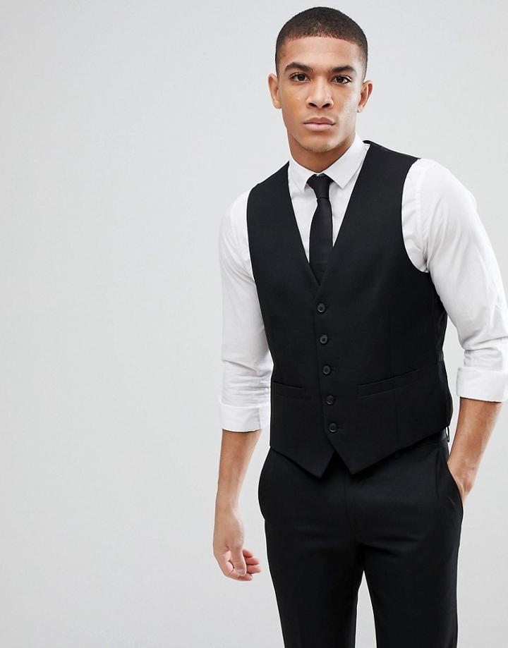 Moss London Skinny Vest - Black