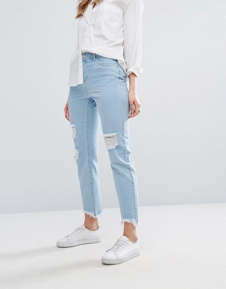 Noisy May Kim Boyfriend Jean With Distressing - Blue