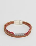 Asos Bracelet In Brown And Red With Burnished Clasp - Brown