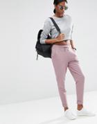 Asos Washed Joggers With Luxe Elastic Waist - Berry