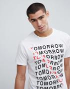 Stradivarius T-shirt With Tomorrow Slogan In White - White
