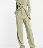 4th + Reckless Tall Wide Leg Suit Pants In Khaki-green