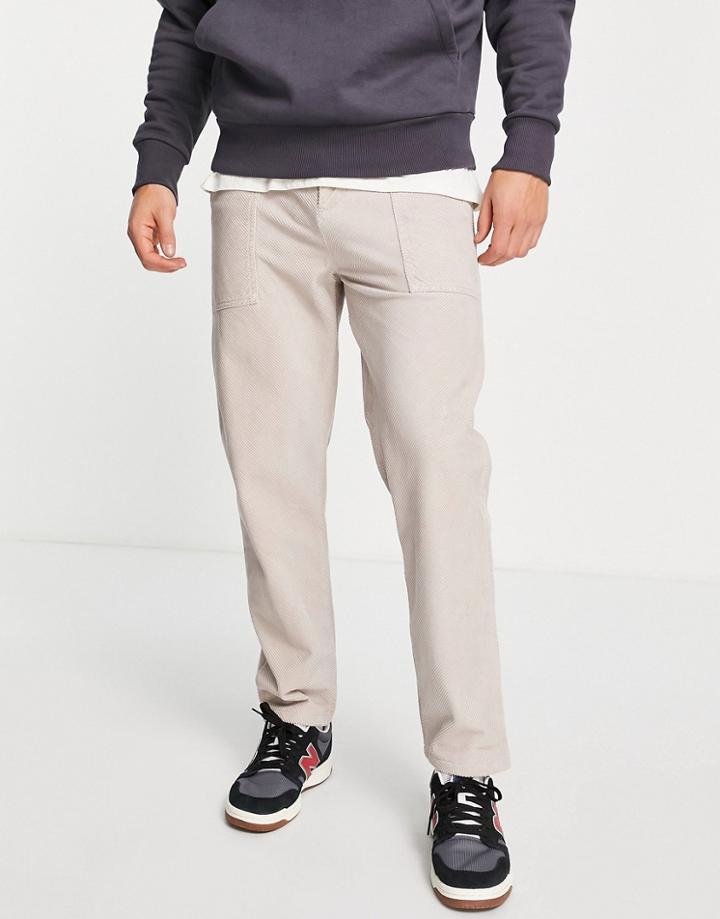Asos Design Balloon Fit Pants In Diagonal Cut Cord In Pink