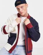 Topman Color Block Cardigan In Navy