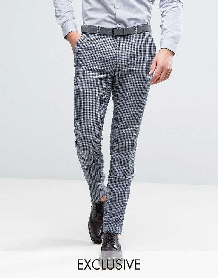 Heart & Dagger Skinny Gingham Check Pant - Blue