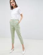 Asos Design Tailored Slim Pants In Yellow And Green Check - Multi