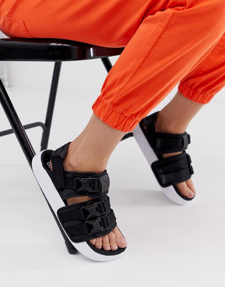Puma Platform Slide Black Sandals - Black