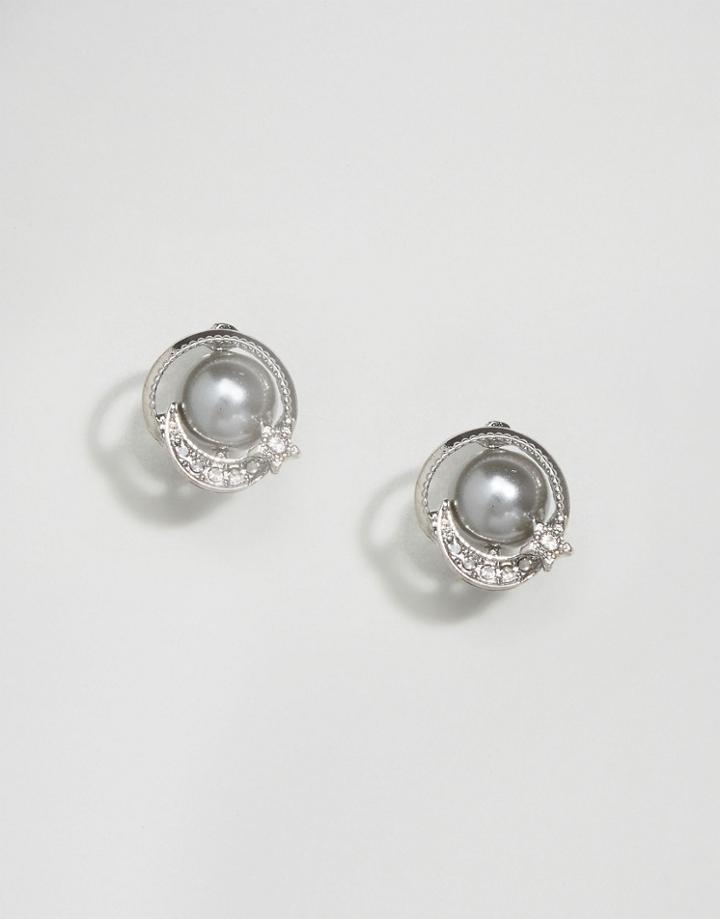 Asos 3d Planet Stud Earrings - Silver