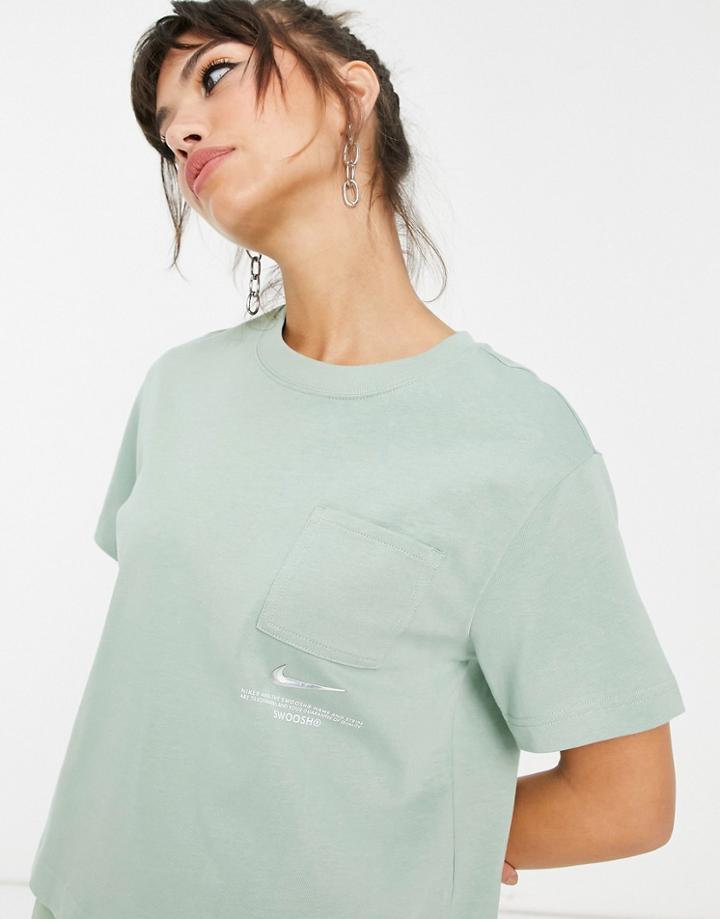 Nike Swoosh Oversized T-shirt In Steam Green