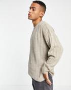 Asos Design Oversized Wide Ribbed Sweater In Oatmeal-neutral