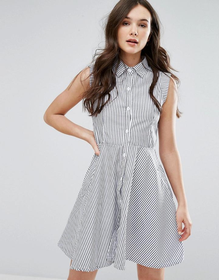 Qed London Skater Shirt Dress - White
