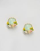 Bill Skinner Gold Plated Chrysolite Opal Earrings - Gold