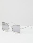 Asos Kitten Cat Eye Sunglasses With Mirror Insert - Silver
