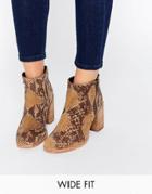 Asos Rosa Wide Fit Leather Boots - Snake