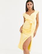 Talulah Radiance Gathered Belted Midi Dress - Yellow