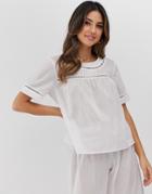 Asos Design Mix & Match Cotton Ladder Trim Tee - White