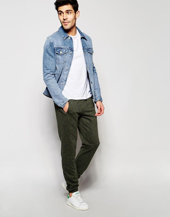 Asos Skinny Joggers In Leopard Print In Khaki - Khaki