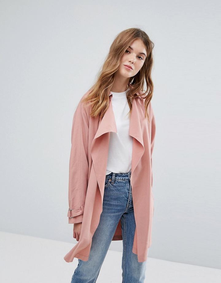 New Look Waterfall Lightweight Duster Coat - Pink