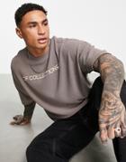 Asos Dark Future Oversized T-shirt In Jersey Rib With Logo Embroidery In Dark Gray