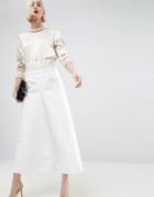 Asos White High Frill Waist Pants - White