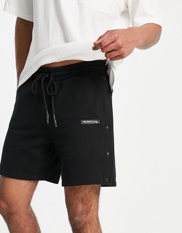 The Couture Club Jersey Shorts In Black With Snap Detail