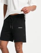 The Couture Club Jersey Shorts In Black With Snap Detail