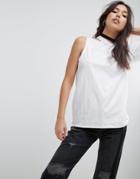 Asos T-shirt With One Shoulder And Nibble Detail - White