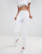 Liquor N Poker Boyfriend Jean With Stepped Hem - White