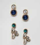 Asos Pack Of 2 Mini Jewel Occasion Stud Earrings - Gold