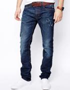 Diesel Jeans Thavar 821t Slim Fit Dark Wash Destroy - Blue