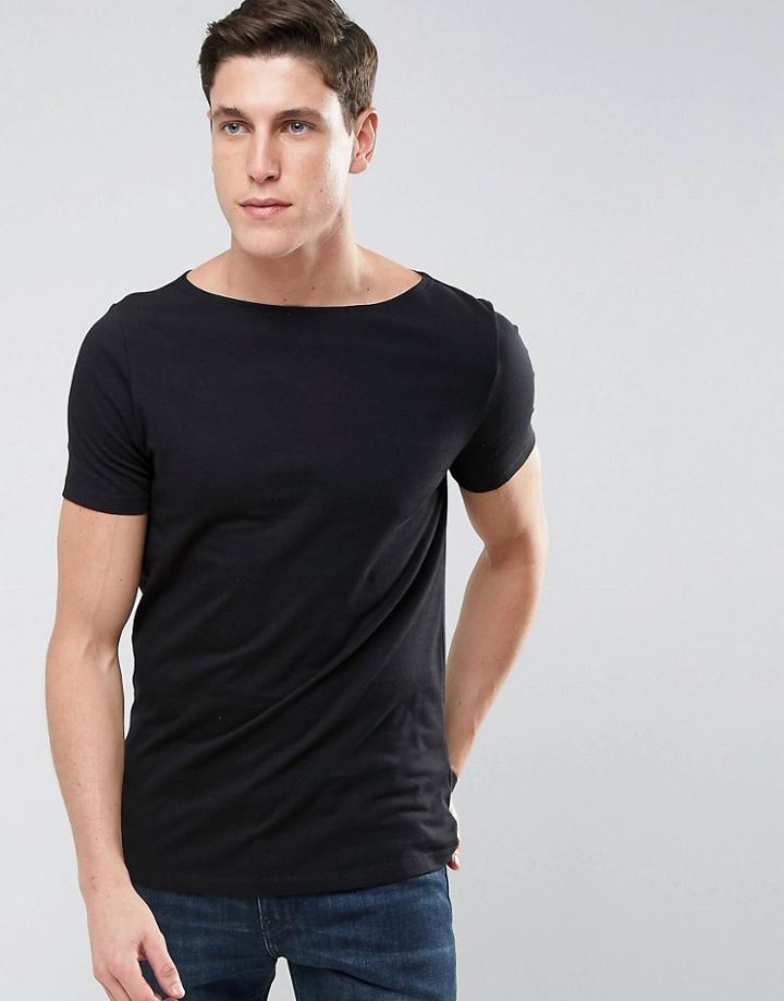 Asos T-shirt With Boat Neck - Black