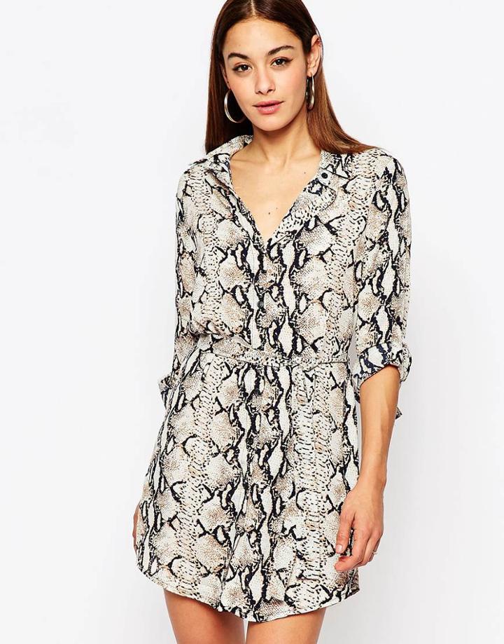 Missguided Animal Print Shirt Dress - Multi