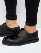 Asos Brothel Shoes In Black Leather With Gold Speckle Effect - Black