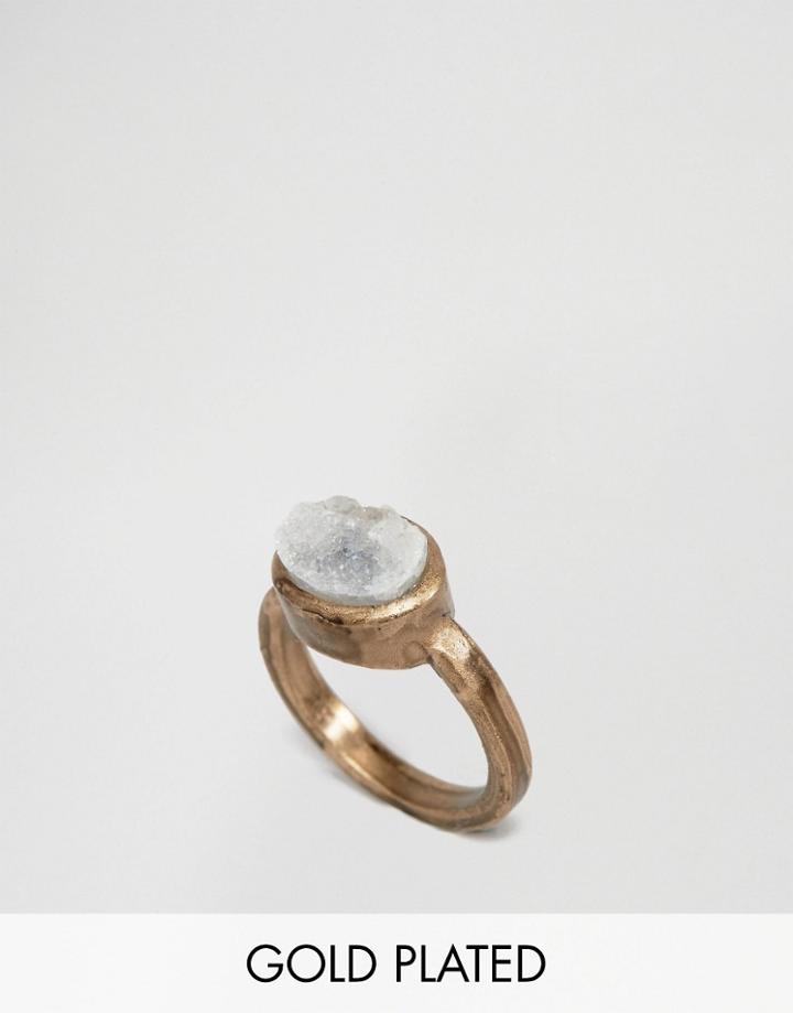 Low Luv Gold Plated Stone Ring - Gold