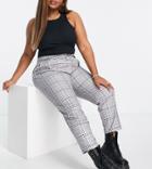 Asos Design Curve Smart Tapered Pants In Purple Pow Plaid-multi