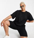Threadbare Plus Chloe Shorts And Oversized T-shirt In Black - Part Of A Set