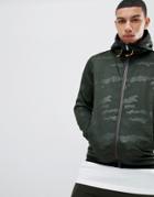 Soul Star Tonal Camo Neon Contrast Zip Through Jacket - Green