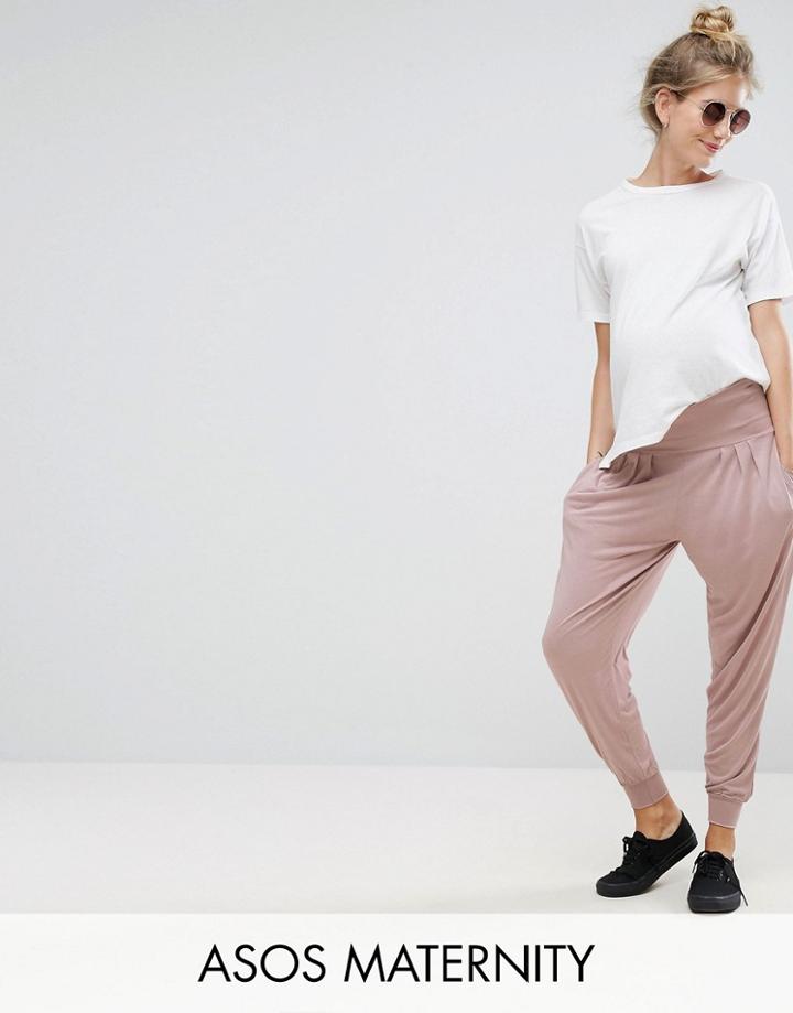 Asos Maternity Harem Pants In Jersey - Pink