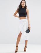 Asos Pencil Skirt With Twist Knot - White