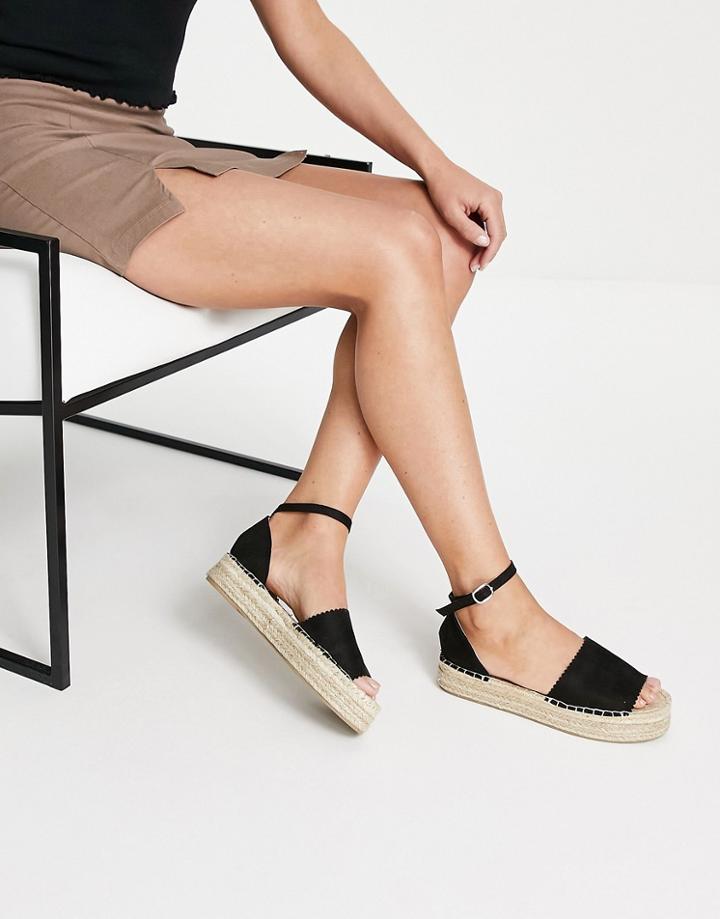 South Beach Flatform Espadrille Sandals In Black