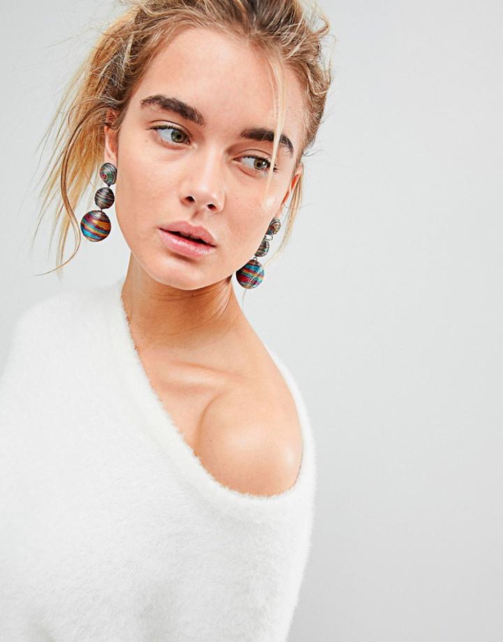 Asos Metallic Ball Drop Earrings - Multi