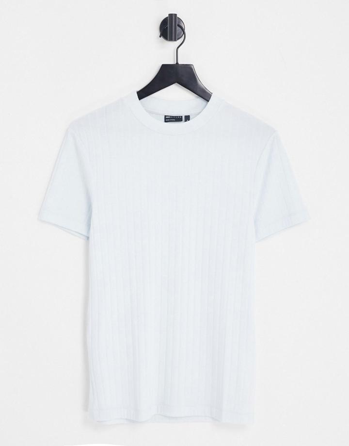 Asos Design Muscle Smart Ribbed T-shirt In Blue