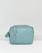 Made Leather Crossbody Bag With Tassel Detail - Gray