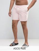 Asos Plus Swim Shorts In Pink Mid Length - Pink