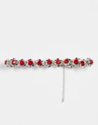 Asos Design Necklace With Ruby Red Crystals In Silver Tone