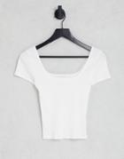 Topshop Square Neck Rib Tee In White
