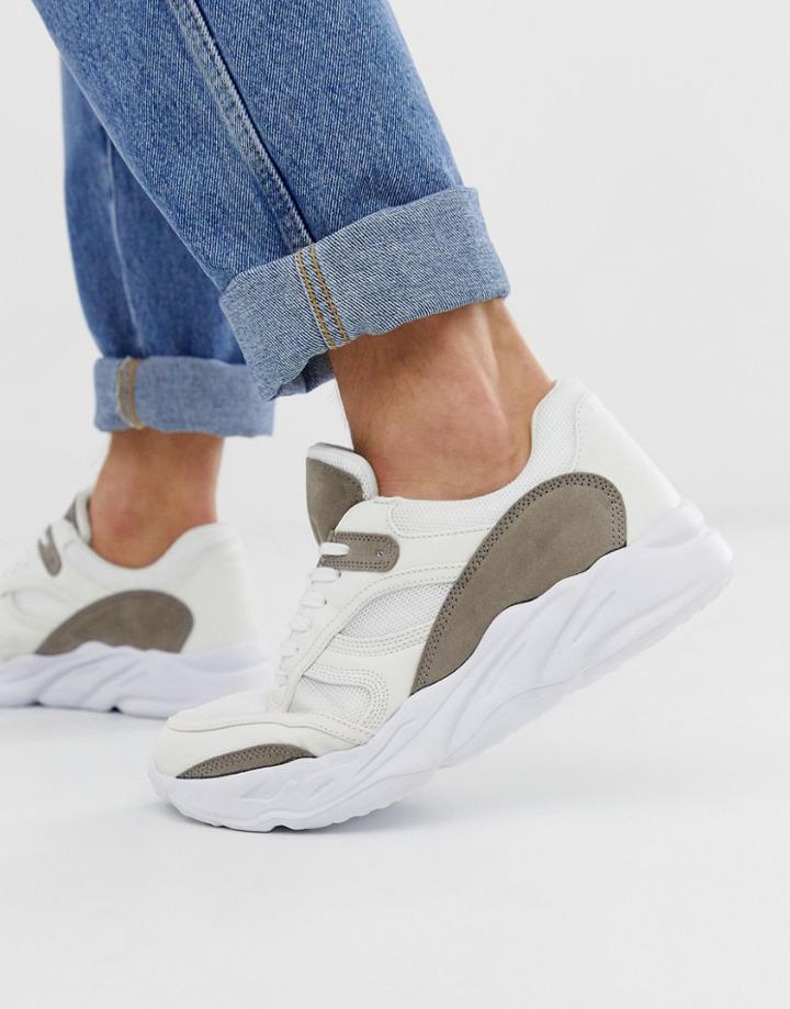 New Look Chunky Sole Dad Sneaker In White - White