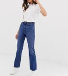 Asos Design Tall Egerton Rigid Cropped Flare Jeans In Dark Vintage Wash - Blue